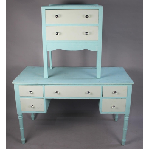 517 - A Blue and White Painted Dressing Table Base and Matching Two Drawer Chest