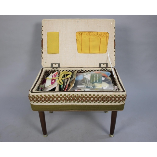 522 - A Mid 20th Century Rectangular Stool and a Loom Style Bedside Cabinet