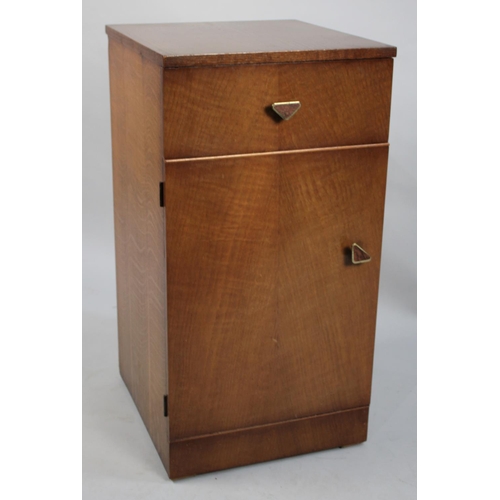 57 - A Mid 20th Century Oak Bedside Cabinet with Top Drawer, 37cms Wide and 71cms High