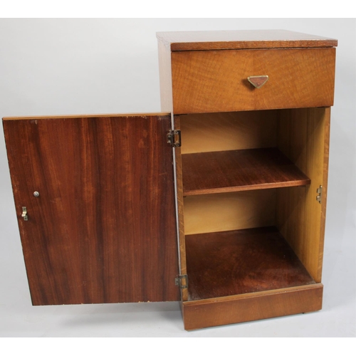 57 - A Mid 20th Century Oak Bedside Cabinet with Top Drawer, 37cms Wide and 71cms High