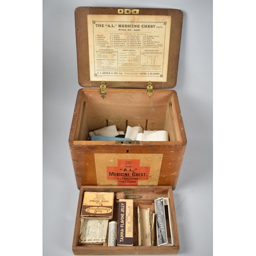 64 - A Vintage A.E.L Medicine Chest with Contents and Removable Tray, 26cms Wide