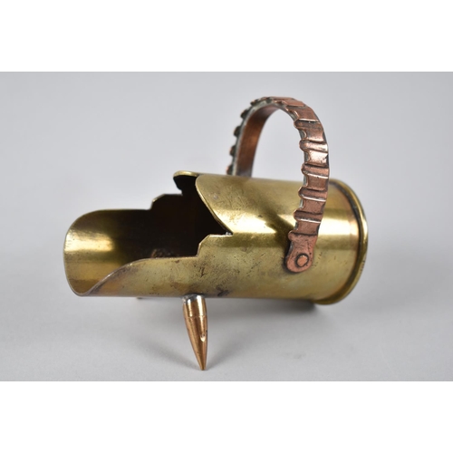 69 - A Trench Art Copper and Brass Model of a Helmet Shaped Coal Scuttle, Body Formed From Brass Shell ca... 