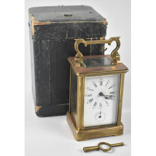 11 - An Early 20th Century Brass Cased Carriage Clock with White Enamel Dial, Requiring Attention, togeth... 