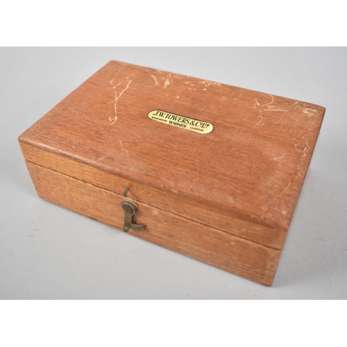 3 - A Cased Set of Weights, Hinged Lid Inscribed for JW Towers of Widnes, 14.5cms Wide