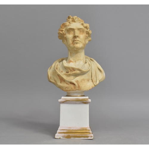 36 - An Early 19th Century Continental Porcelain Grand Tour Style Bust of Classical Gent, Condition issue... 