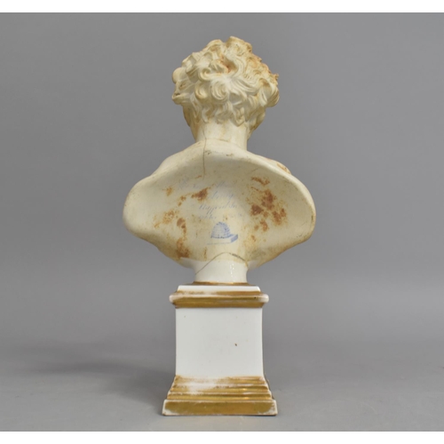 36 - An Early 19th Century Continental Porcelain Grand Tour Style Bust of Classical Gent, Condition issue... 