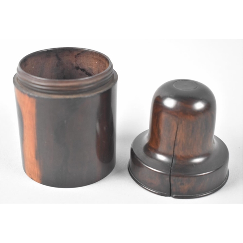 42 - Two Vintage Cylindrical Containers in Lignum Vitae and Fruitwood, Split to Vitae Lid, 12.5cms High