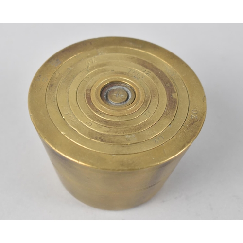 47 - A Set of 20th Century Brass Circular Cup Weights for Troy Ounces, 7.5cms Diameter