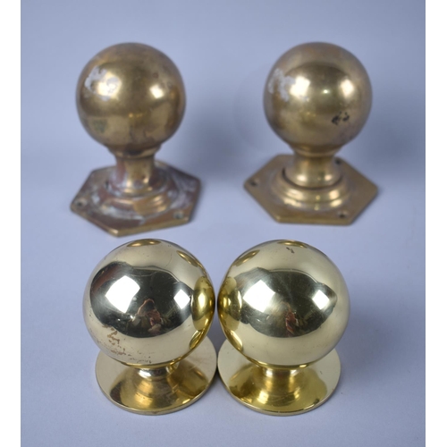 52 - Two Pairs of Brass Door Knobs, Larger Example 15cms High