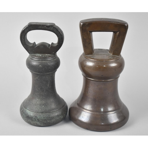 55 - Two Bronze Weights, Georgian and Victorian, 7lbs and 14lbs, Largest 18cms High