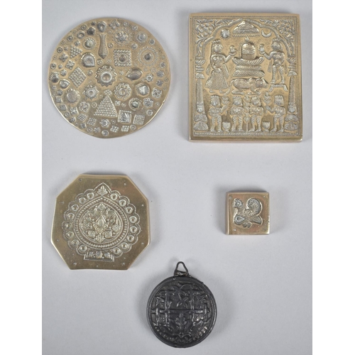 57 - A Collection of Various Brass Weights with Geometric Design together with a Chinese Opium Balance We... 