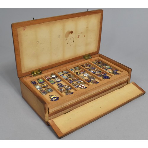 25 - A Box Containing Six Trays of Miniature Enamelled City Shield Charms, All But One Full, 20.5cms Wide
