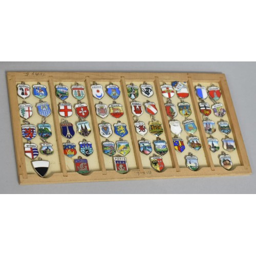 7 - A Cased Set of Ten Trays of Miniature Enamelled City Shield Fobs, Not All Trays Full, 21cms Wide