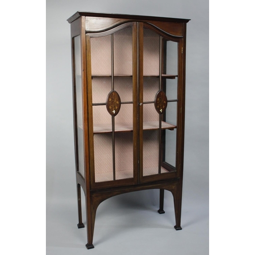 101 - An Edwardian Inlaid Mahogany Three Shelf Display Cabinet on Square Supports with Spade Feet, 74cms W... 