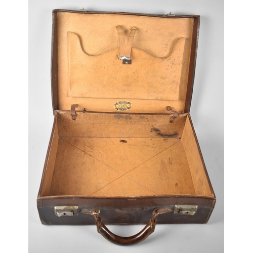 103 - A Vintage Leather Attaché Case with Fitted Interior and Monogrammed J.S. to Front, 41cms Wide