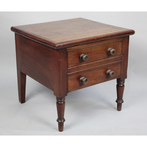 110 - A Mid 19th Century Mahogany Box Commode in the Form of a Small Two Drawer Chest, Hinged Lid, Liner b... 