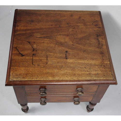 110 - A Mid 19th Century Mahogany Box Commode in the Form of a Small Two Drawer Chest, Hinged Lid, Liner b... 