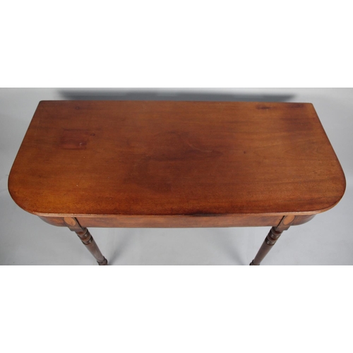 117 - A Mid 19th Century Mahogany D End Side Table with Turned Supports, 119cms Wide