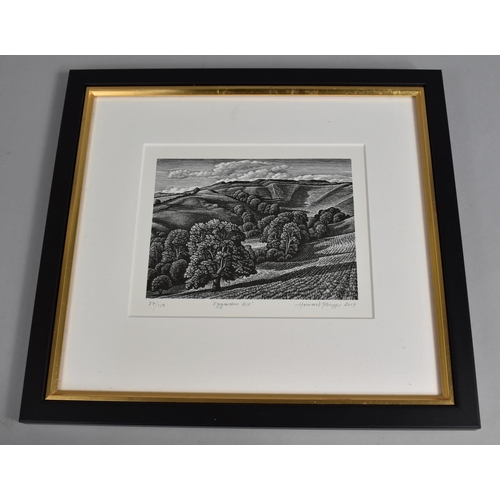 137 - A Framed Limited Edition Howard Phipps Print, Eggardon Hill, No 27/150, 17x13.5cms