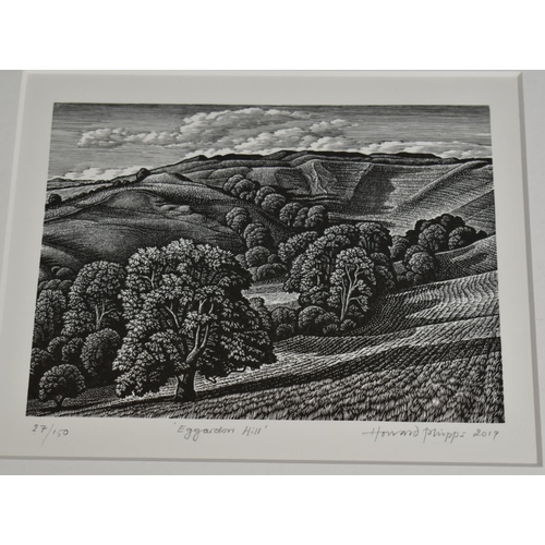 137 - A Framed Limited Edition Howard Phipps Print, Eggardon Hill, No 27/150, 17x13.5cms