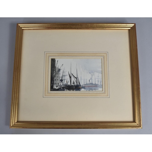 156 - A Framed Watercolour by Peter Knox, Harbour Scene, 12x7.5cms