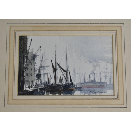 156 - A Framed Watercolour by Peter Knox, Harbour Scene, 12x7.5cms