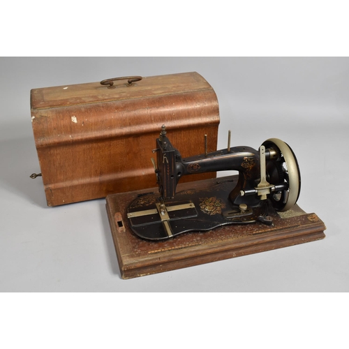 181 - A Vintage Cased Manual Sewing Machine