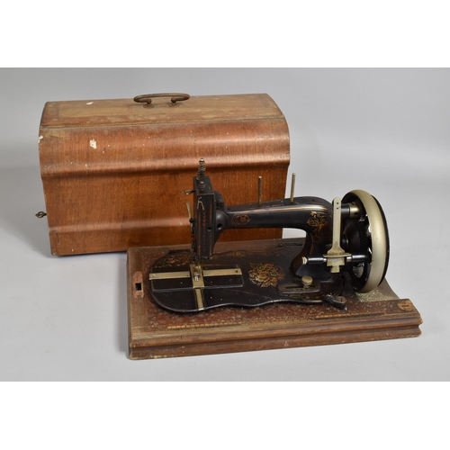 181 - A Vintage Cased Manual Sewing Machine