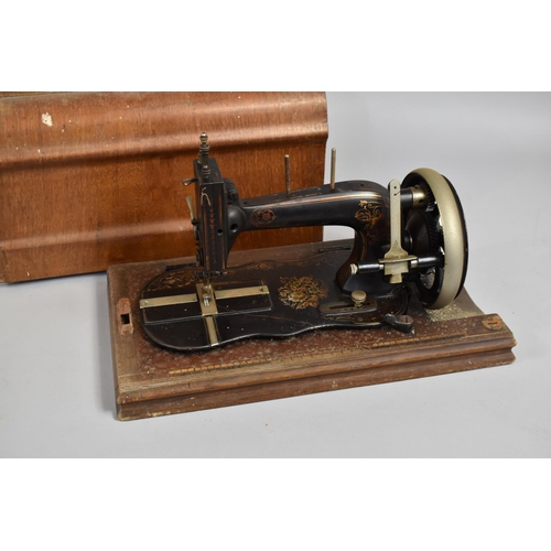 181 - A Vintage Cased Manual Sewing Machine