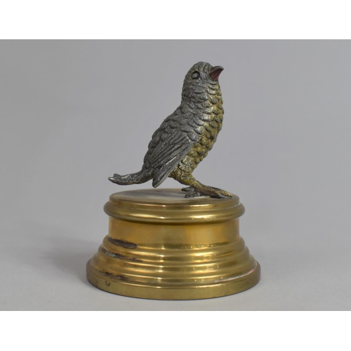 24 - A Cold Painted Spelter Study of a Bird on Brass Circular Plinth, 9.45cms High