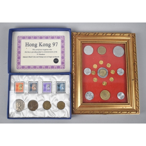 245 - A Boxed Commemorative Set of Coins and Stamps for Hong Kong 97 Handover together with a Framed Set o... 