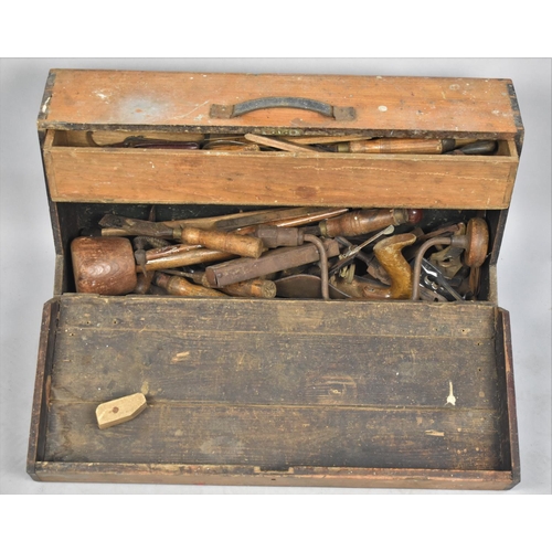 A Vintage Carpenters Tool Box with Fall Front, Single Long Drawer