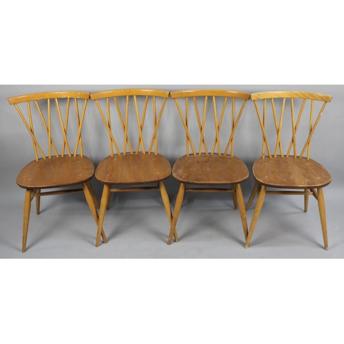 470 - A Set of Four Ercol Cross Stick Back Dining Chairs