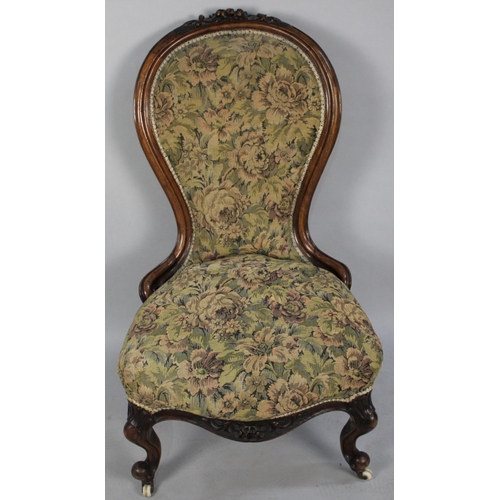 477 - A Late Victorian Balloon Back Serpentine Front Tapestry Upholstered Chair