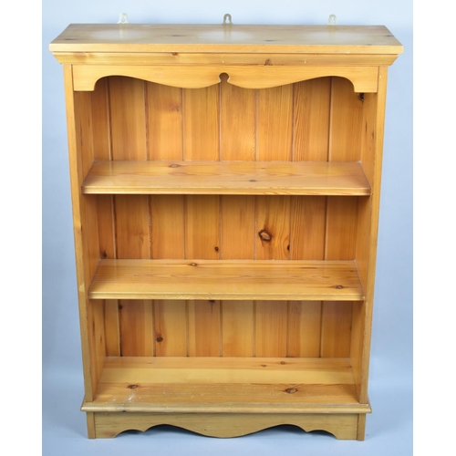 65 - A Modern Pine Three Shelf Open Bookcase, 76cms Wide