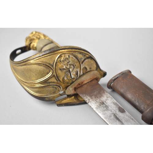 83 - An 1827 Pattern Naval Sword with Wired Shagreen Handle, Lion Pommel and Hinged Guard, Complete with ... 