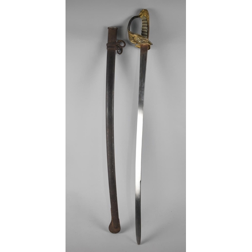 83 - An 1827 Pattern Naval Sword with Wired Shagreen Handle, Lion Pommel and Hinged Guard, Complete with ... 