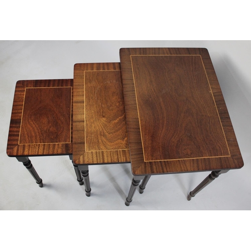 91 - A Late 20th Century Mahogany Nest of Three Tables, 53cms Wide