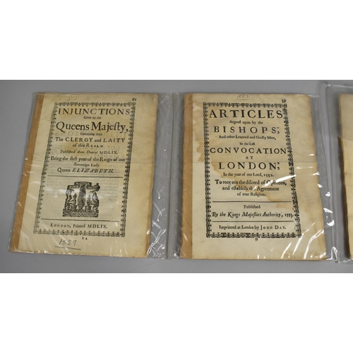 93 - A Collection of 16th and 17th Century Printed Documents, Injunctions Given by The Queen's Majesty Co... 