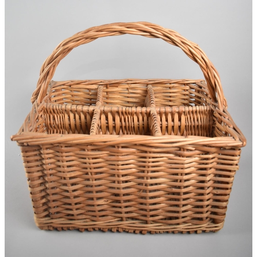 101 - A Modern Six Section Wicker Bottle Carrier, 35cms Wide