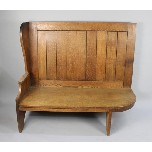 103 - A Vintage Oak Settle with One Wing End, 141cms Wide and 119cms High