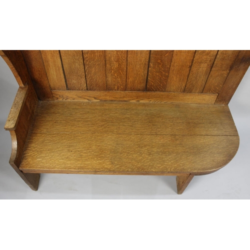 103 - A Vintage Oak Settle with One Wing End, 141cms Wide and 119cms High