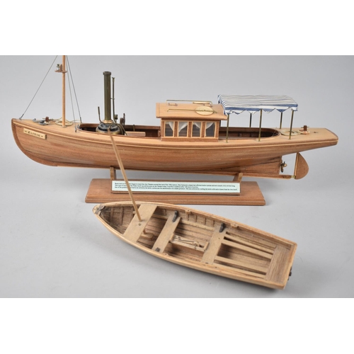 107 - A Nicely Detailed Model of Steam Powered Riverboat, The Elidir, 45cms Long and Also a Wooden Model o... 