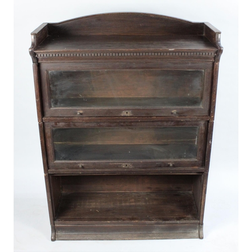 111 - An Edwardian Oak Globe Wernicke Style Three Tier Galleried Bookcase in Need of Substantial Restorati... 