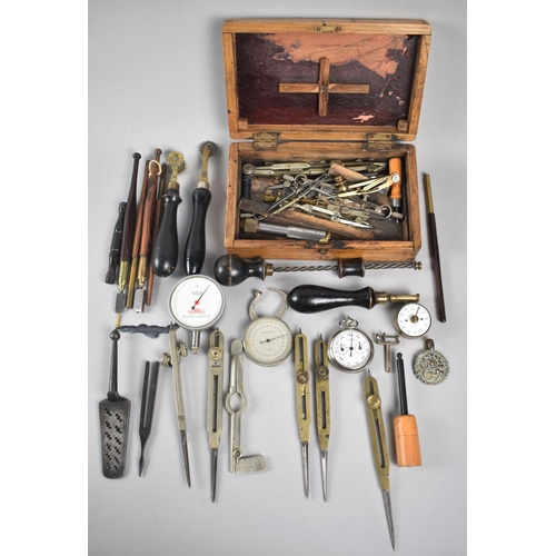 129 - A Collection of Various Proportional Dividers, Drawing Instruments, Meters and Measuring Devices Etc