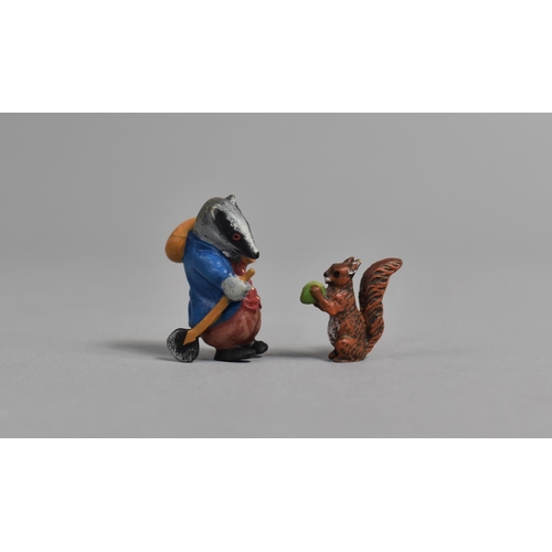 14 - A Miniature Cold Painted Bronze Study of Badger from Wind In The Willows together with Squirrel