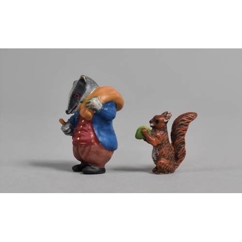 14 - A Miniature Cold Painted Bronze Study of Badger from Wind In The Willows together with Squirrel