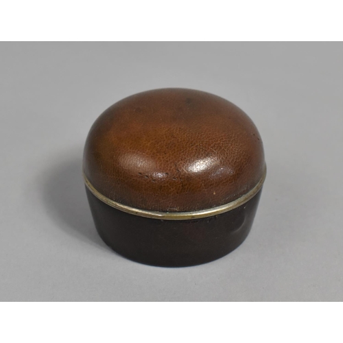 16 - A Vintage Travelling Circular Inkwell, Inner Cover Inscribed with Fouled Anchor Motif, 7cms Diameter