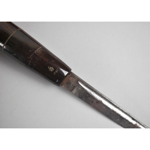 170 - A Vintage and Unusual Wooden Handled Hunting Knife Dated 1931 Together with a Tooled Leather Scabbar... 