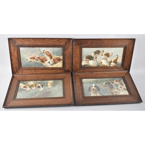 173 - A Set of Four Oak Framed Watercolours of Sporting Hounds and Dogs, After Maud Earl, Unsigned